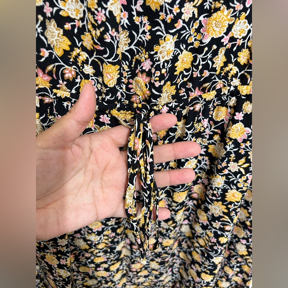 LOFT Floral Black and Yellow Dress - Picture 9 of 12